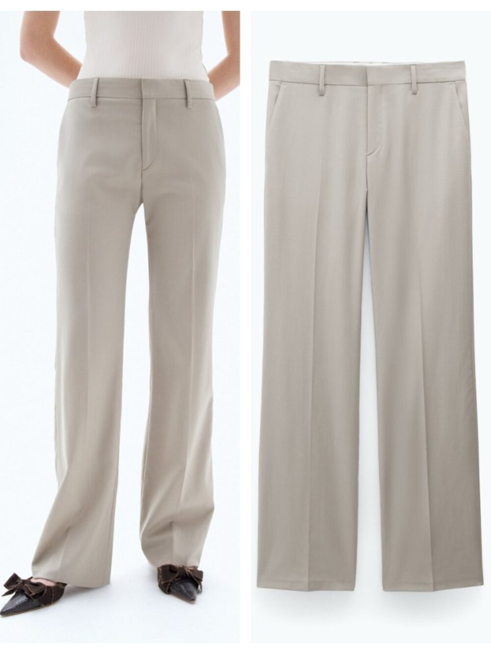 FILIPPA K Bootcut Wool Trousers in Desert Taupe